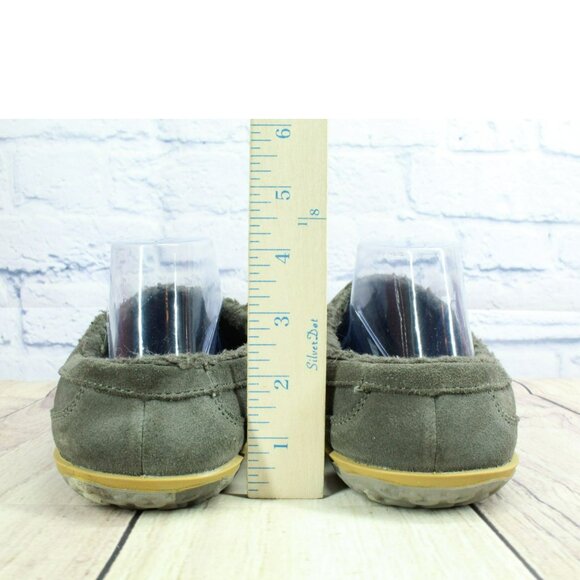 LL Bean Gray Suede Fleece Lined Nonslip Mountain Slipper Scuffs Size 12 M - Picture 6 of 9